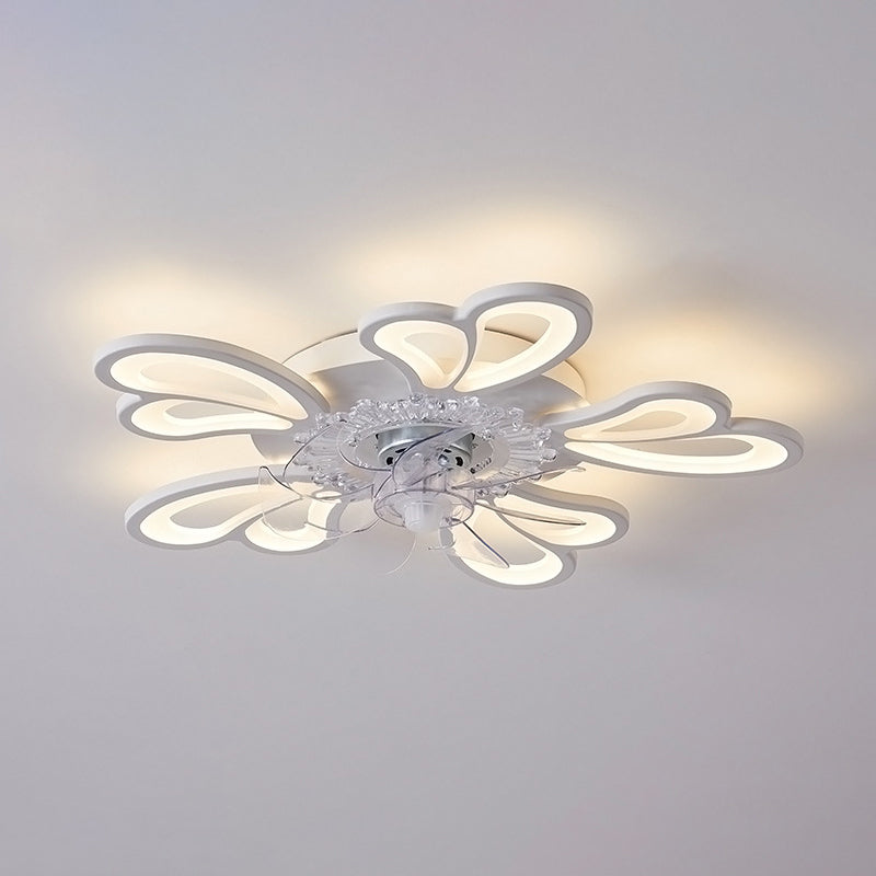 Nordische Metall Deckenlüftungslampe Multi-Head-LED-Flush-Montage-Leuchte mit klarem Kunststofflüfterblatt