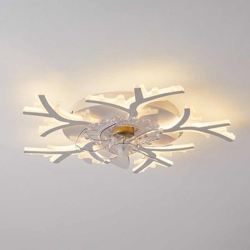 Nordische Metall Deckenlüftungslampe Multi-Head-LED-Flush-Montage-Leuchte mit klarem Kunststofflüfterblatt