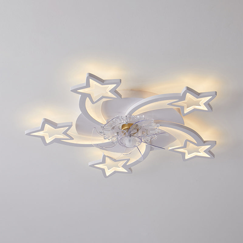 Nordische Metall Deckenlüftungslampe Multi-Head-LED-Flush-Montage-Leuchte mit klarem Kunststofflüfterblatt