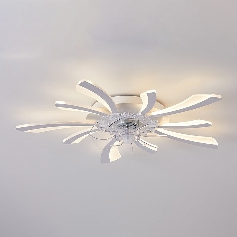 Nordische Metall Deckenlüftungslampe Multi-Head-LED-Flush-Montage-Leuchte mit klarem Kunststofflüfterblatt