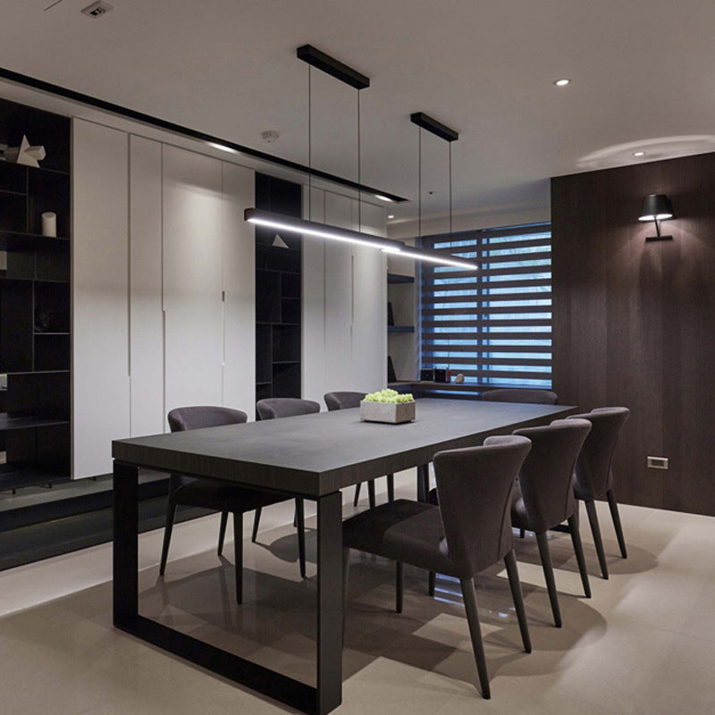 Nordic Pendant Light Modern Simple LED Long Strip Long Chandelier Lampe pour salle à manger