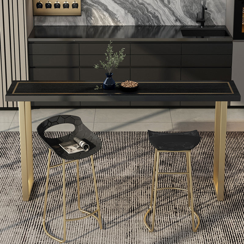 Wood Top Cocktail Bar Table Nordic Gold Frame Bar Height Table for Dining Room