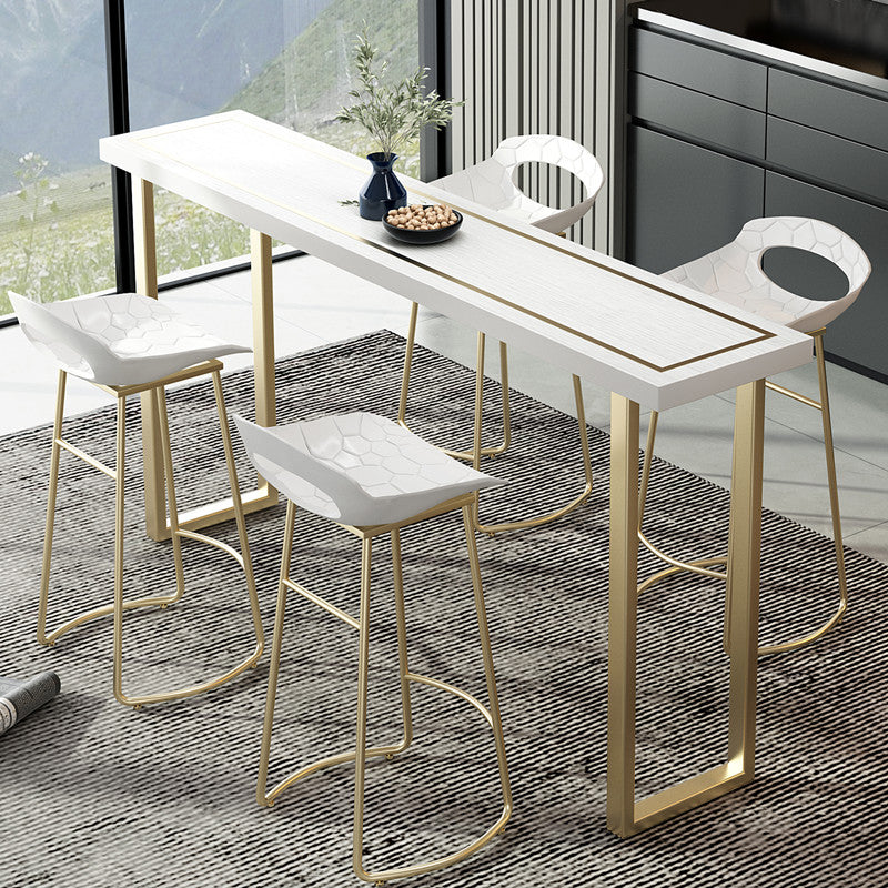 Wood Top Cocktail Bar Table Nordic Gold Frame Bar Height Table for Dining Room