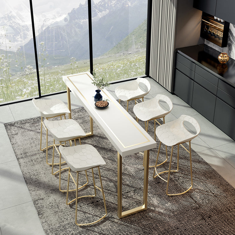 Wood Top Cocktail Bar Table Nordic Gold Frame Bar Height Table for Dining Room