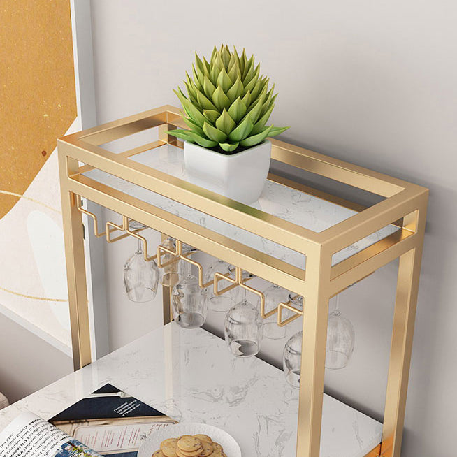 Glam Style Cocktail Bar Table 42-inch Height Metal Base Bar Height Storage Table