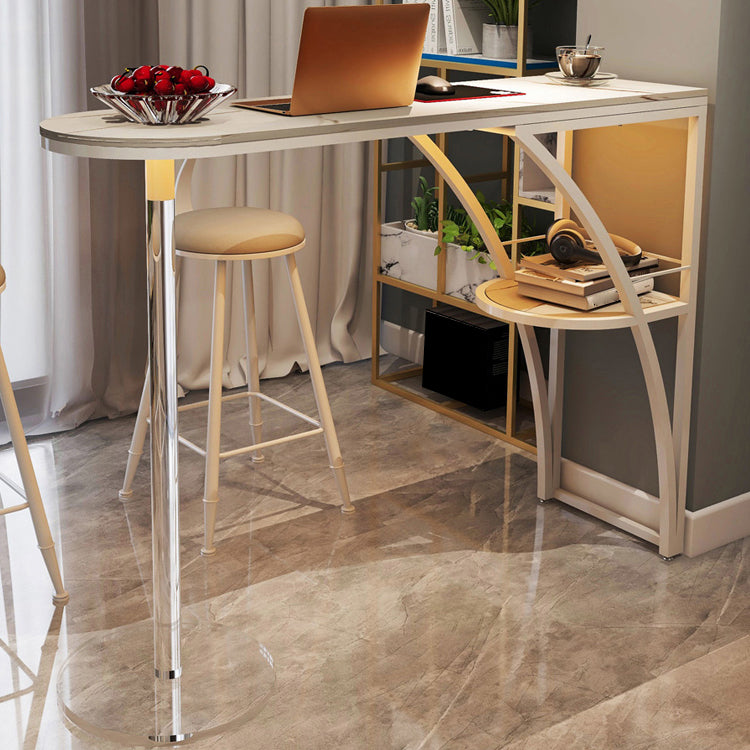 Glam Style 41.3"H Bar Table Faux Marble White Top Specialty Bistro Table