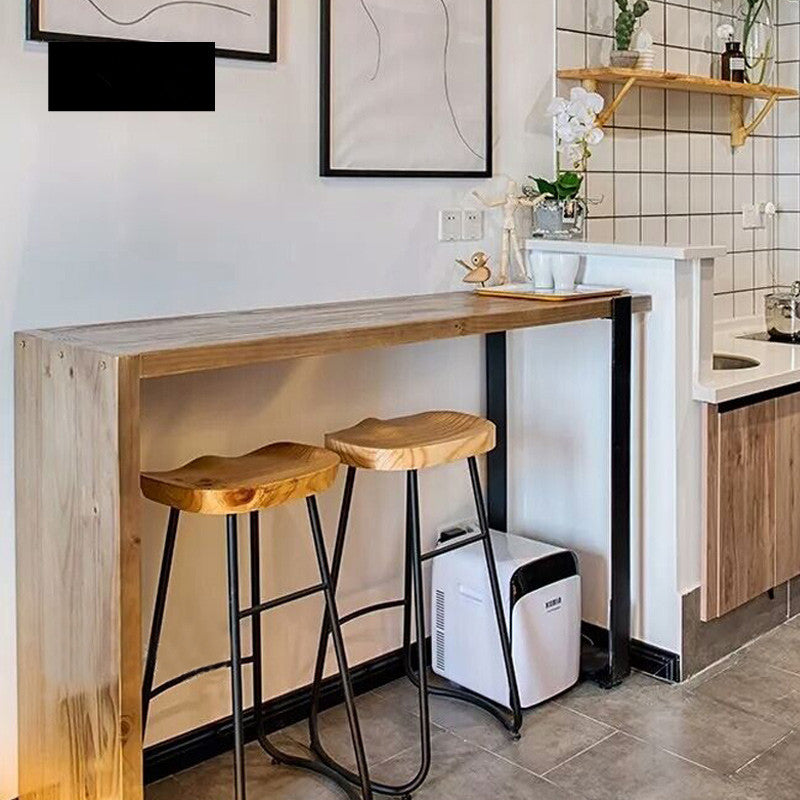 Tavolo da pranzo di pino bar beige industriale tavolo da bistrot interno con doppio piedistallo