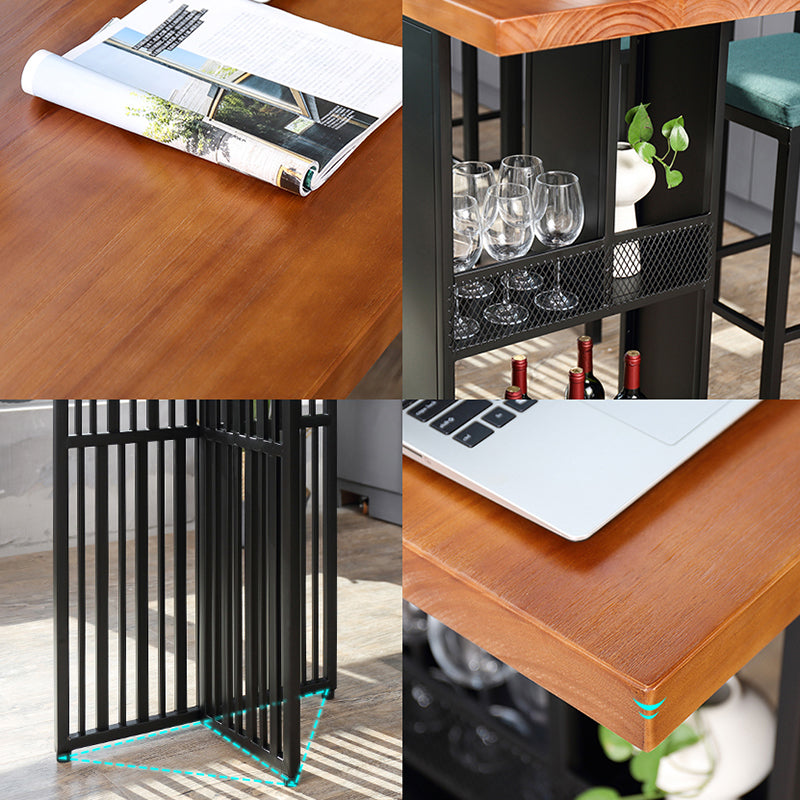 Industrial Style Bar Table 42-inch Height Brown Wood Top Metal Base Bistro Table