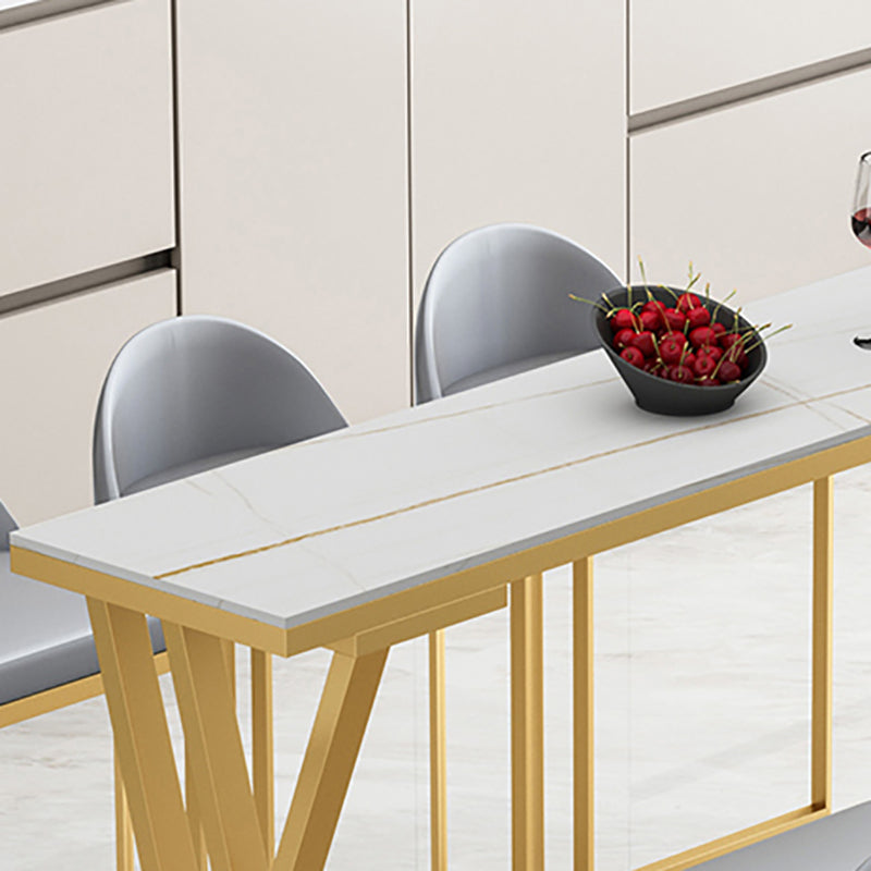 Mesa de comedor de bar de interiores Rectangle Glam Rectange con pedestal doble