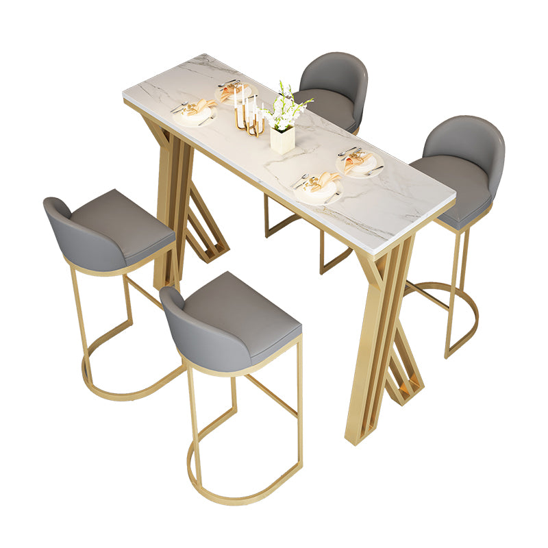 Table à manger à barres de bar à pierre blanche glam