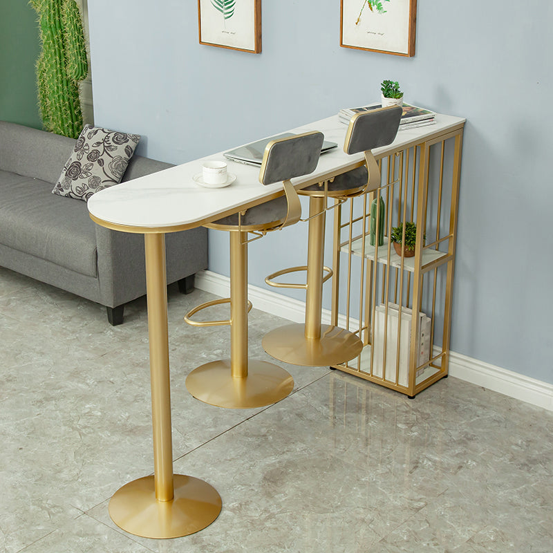 Table à manger à barre de pierre de pierre blanche glam