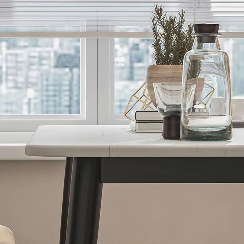 Mesa de barra de black metal de estilo industrial Mesa interior del rectángulo de mármol con 4 patas