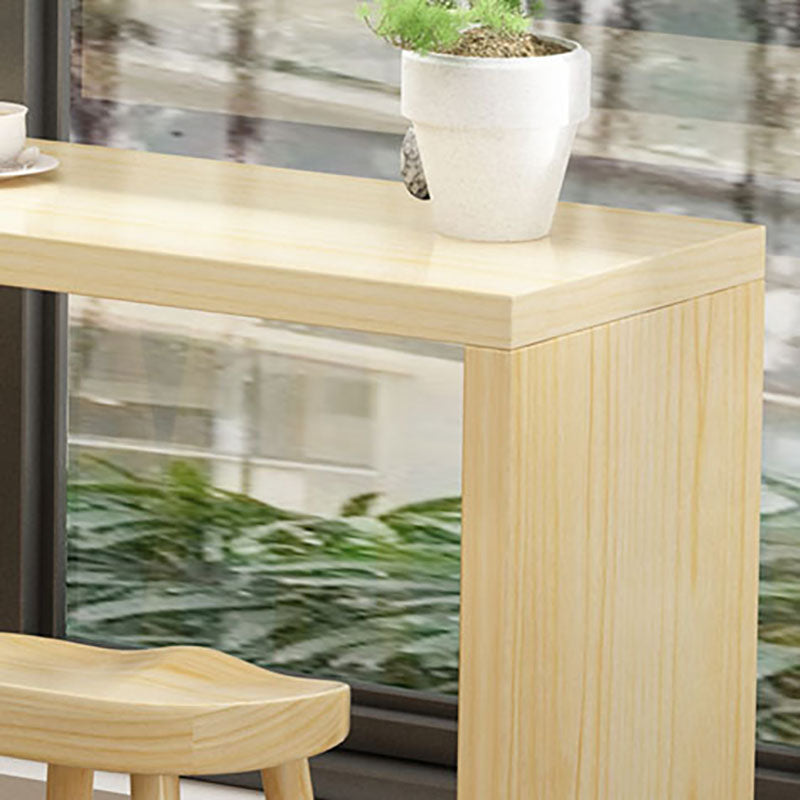 Industrial Natural Wood Bar Table Rectangle Top 41.34"H Indoor Bistro Table