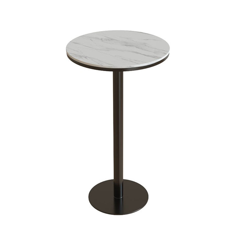 Industrial Metal Bar Table Faux Marble 23.6" Round Top Indoor Bistro Table