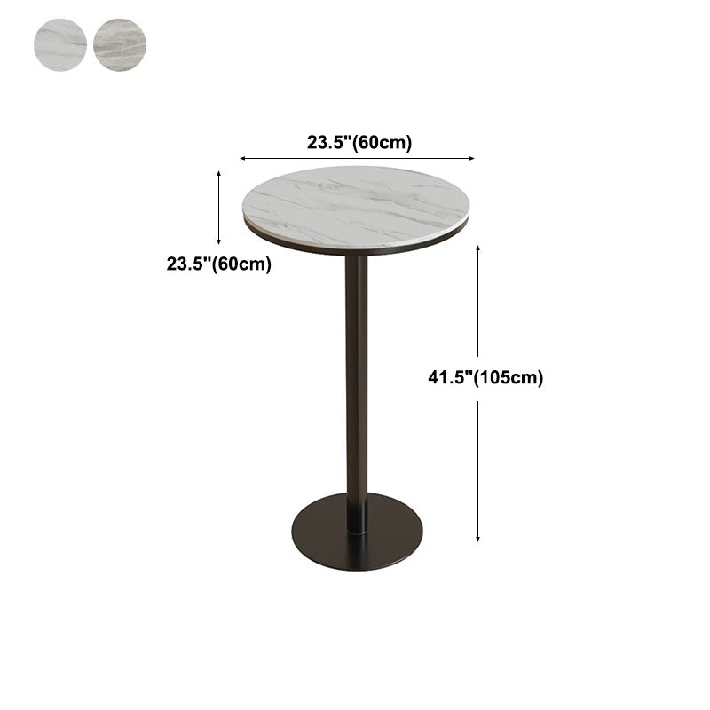 Industrial Metal Bar Table Faux Marble 23.6" Round Top Indoor Bistro Table