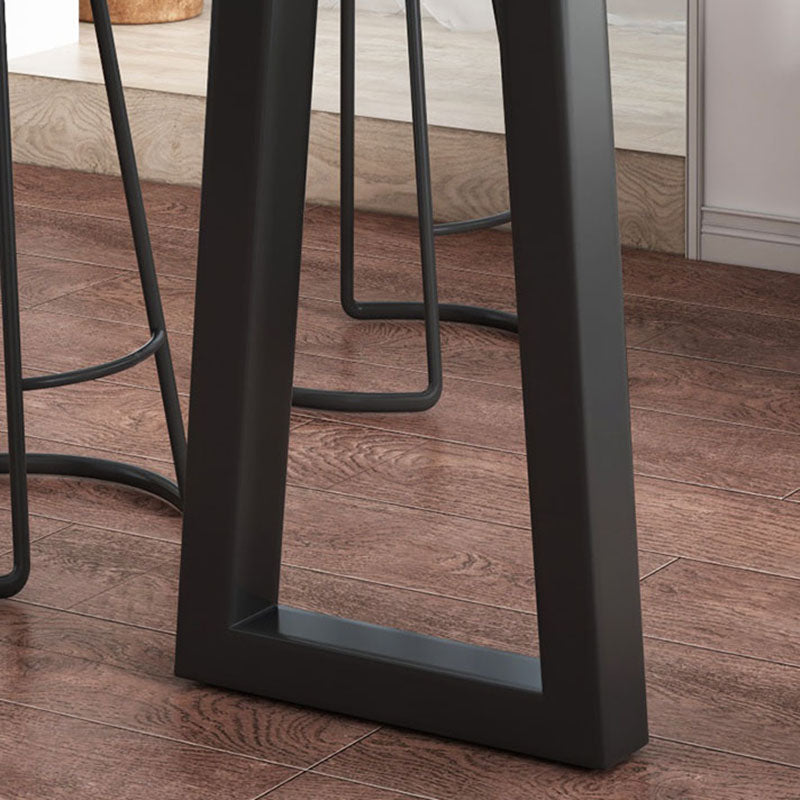 Table de la barre de pin brun industriel Rectangle Table du bistrot de piédestal double noir (unique table)