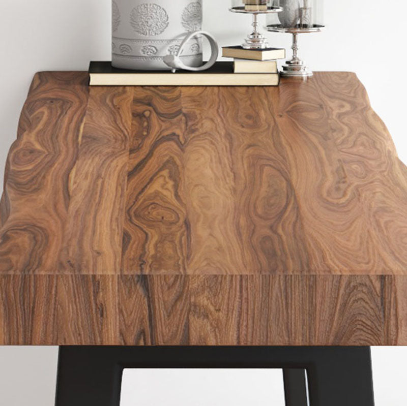 Table de la barre de pin brun industriel Rectangle Table du bistrot de piédestal double noir (unique table)