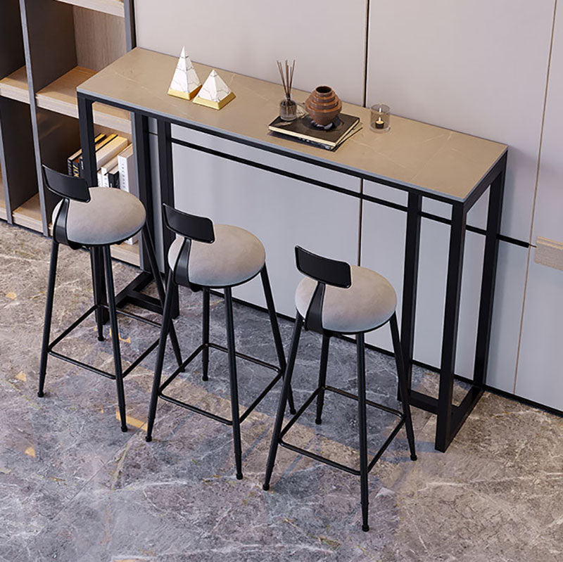 Industrial Rectangle Indoor Bar Dining Table Grey Stone Bistro Table Fixed Table