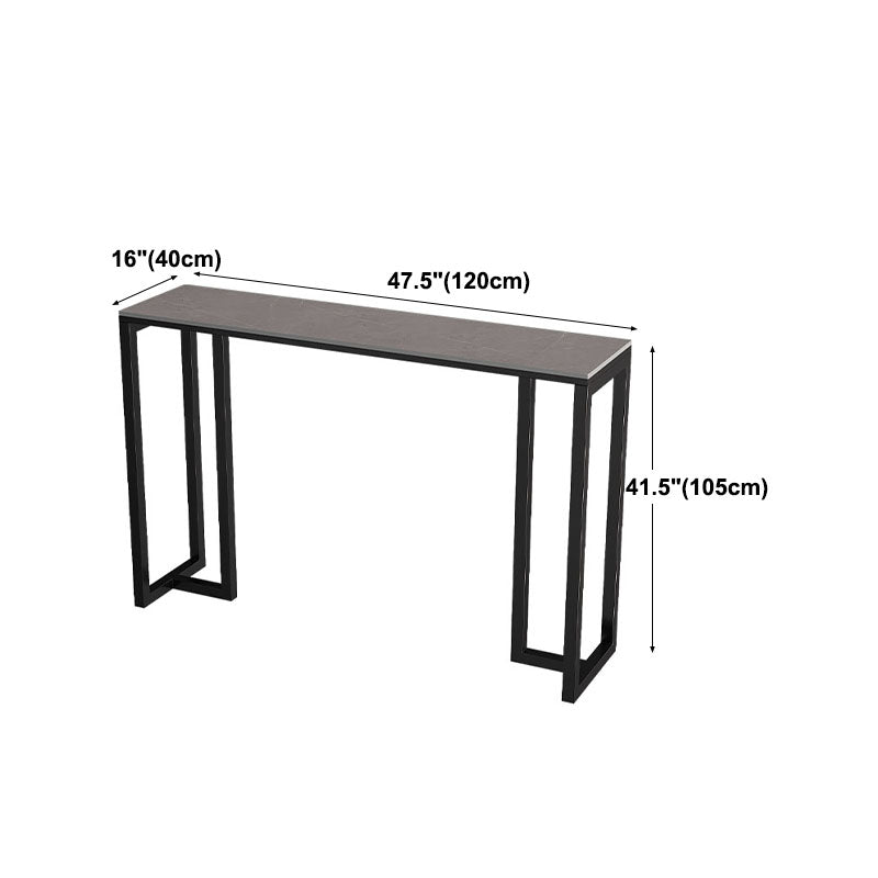 Industrial Rectangle Indoor Bar Dining Table Grey Stone Bistro Table Fixed Table
