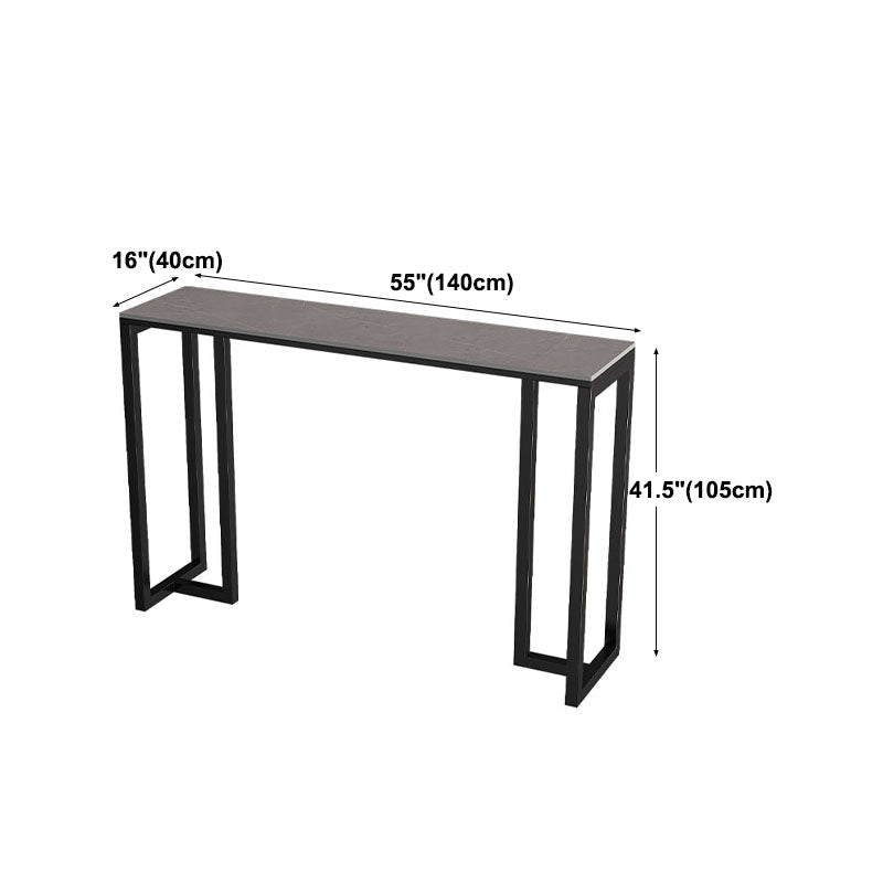 Industrial Rectangle Indoor Bar Dining Table Grey Stone Bistro Table Fixed Table