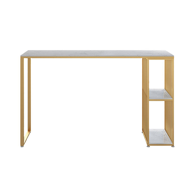 Glam Rectangle Indoor Bar Dining Table White Marble Bistro Table With Shelve