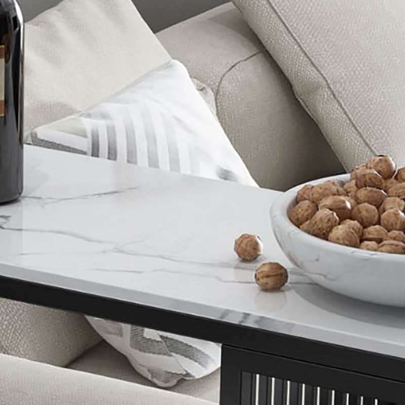 Glam Rectangle Indoor Bar Dining Table White Marble Bistro Table With Shelve