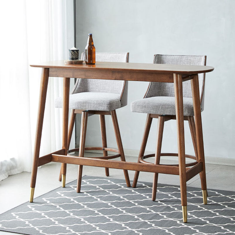 Industrial Style Natural Wood Bar Table Oval Top Indoor 40.75"H Bistro Table