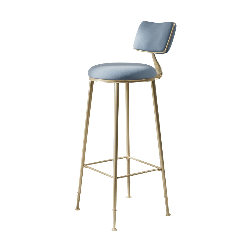 Glam Low Back Bar Stuhl Fußstütze Round Polstered Counter Heighing Stool