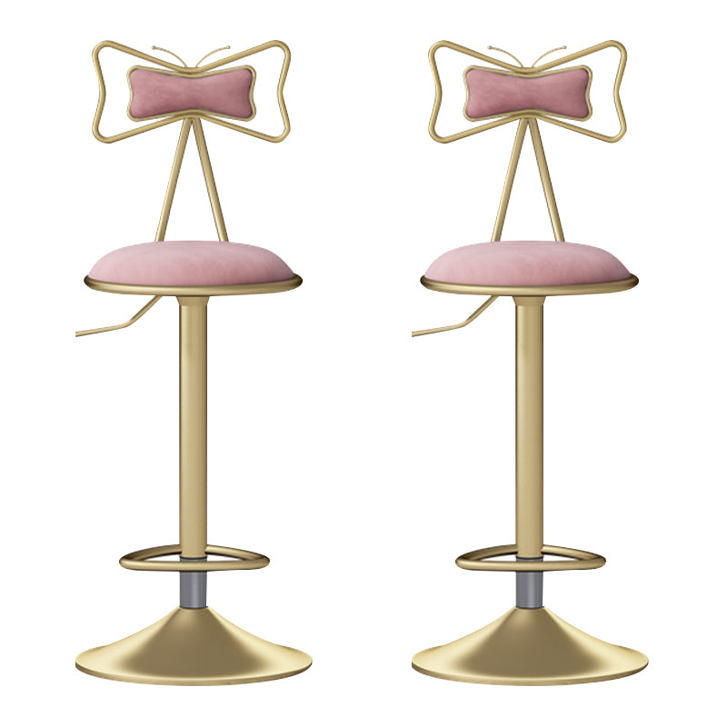 Glam Liftable Backrest Counter Stool Iron Household Bar Stool with Cushion