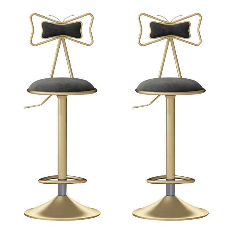 Glam Liftable Backrest Counter Stool Iron Household Bar Stool with Cushion