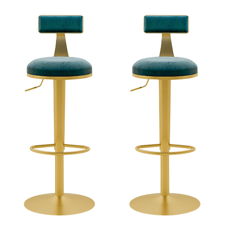 Glam Liftable Backrest Counter Stool Iron Household Bar Stool with Cushion
