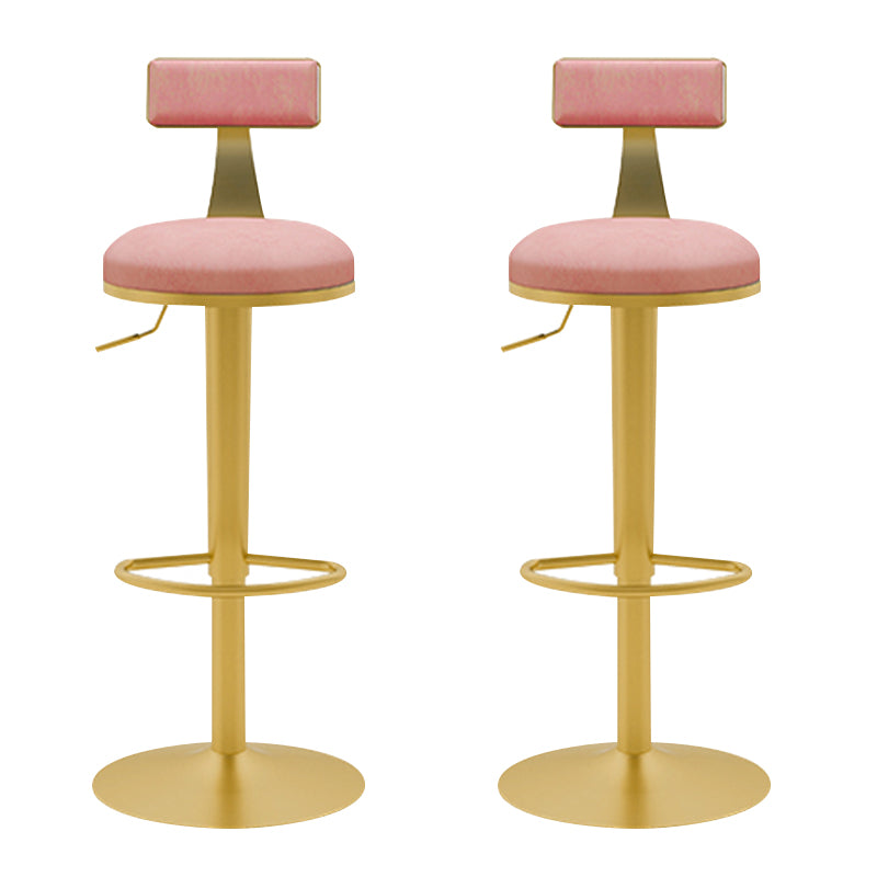 Glam Liftable Backrest Counter Stool Iron Household Bar Stool with Cushion