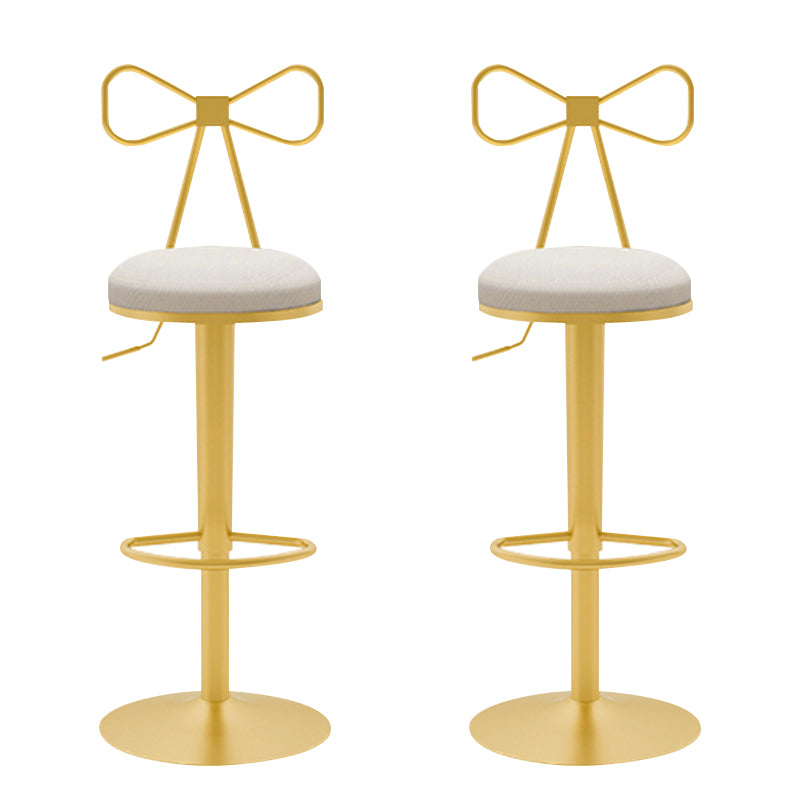 Glam Liftable Backrest Counter Stool Iron Household Bar Stool with Cushion