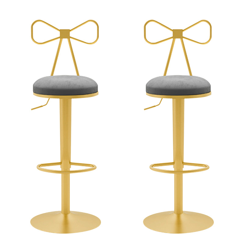 Glam Liftable Backrest Counter Stool Iron Household Bar Stool with Cushion