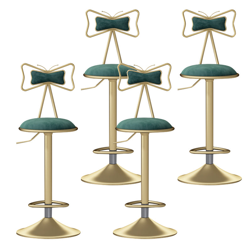 Glam Liftable Backrest Counter Stool Iron Household Bar Stool with Cushion