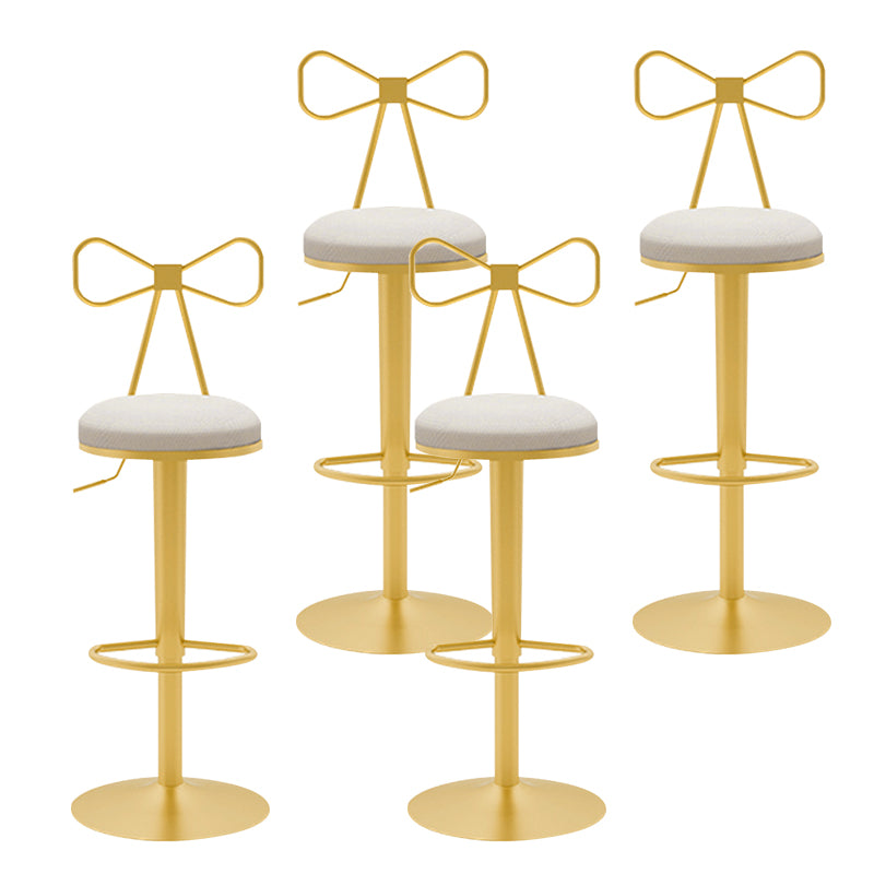 Glam Liftable Backrest Counter Stool Iron Household Bar Stool with Cushion