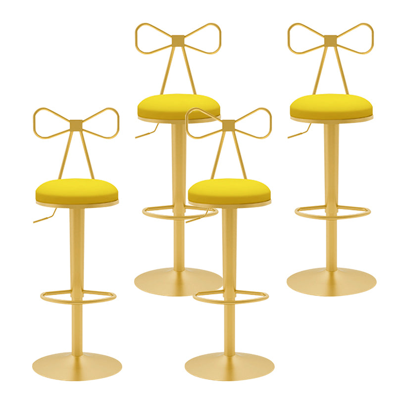Glam Liftable Backrest Counter Stool Iron Household Bar Stool with Cushion