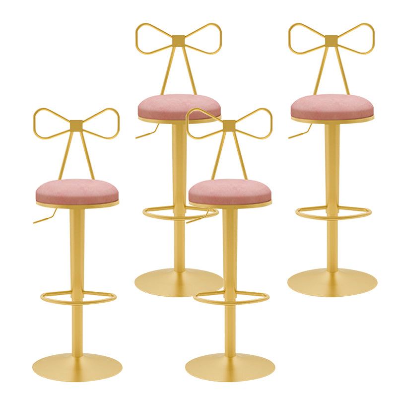 Glam Liftable Backrest Counter Stool Iron Household Bar Stool with Cushion