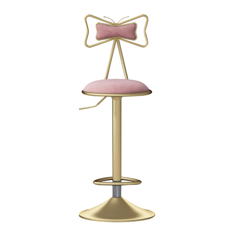 Glam Liftable Backrest Counter Stool Iron Household Bar Stool with Cushion