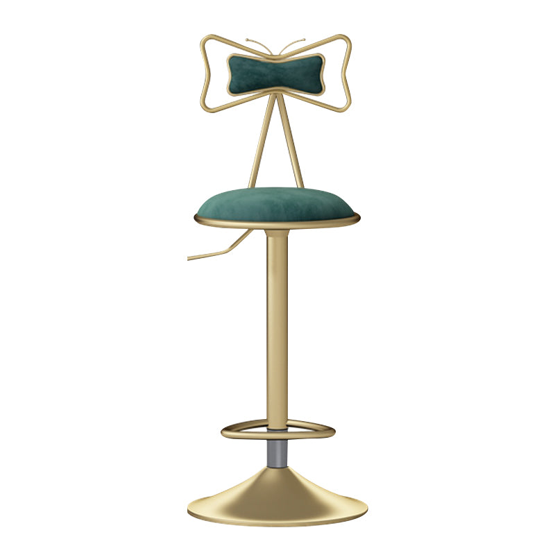 Glam Liftable Backrest Counter Stool Iron Household Bar Stool with Cushion