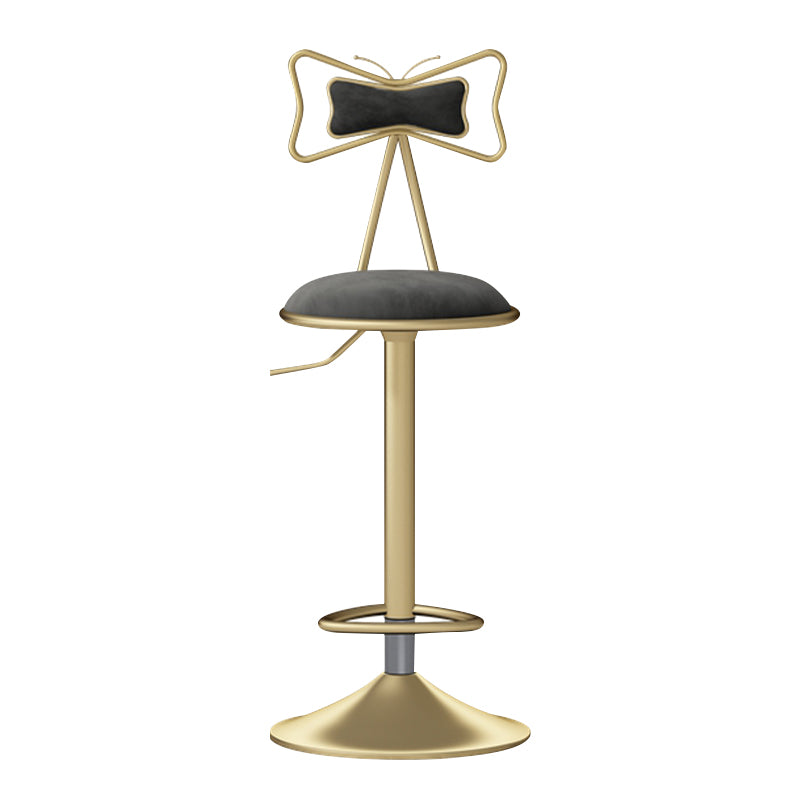 Glam Liftable Backrest Counter Stool Iron Household Bar Stool with Cushion