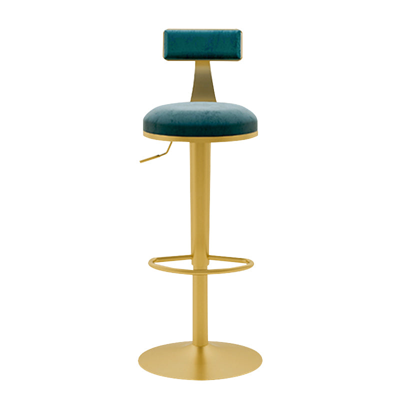 Glam Liftable Backrest Counter Stool Iron Household Bar Stool with Cushion