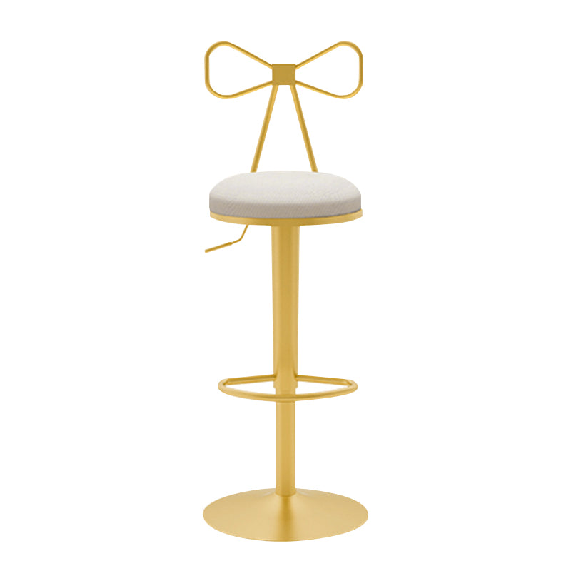 Glam Liftable Backrest Counter Stool Iron Household Bar Stool with Cushion
