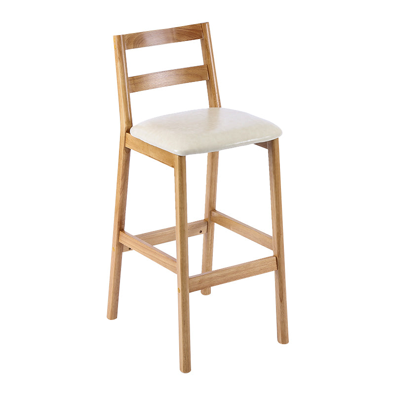 Taburete de bar y mostrador de madera maciza moderno, taburete de bar con respaldo bajo y patas de madera