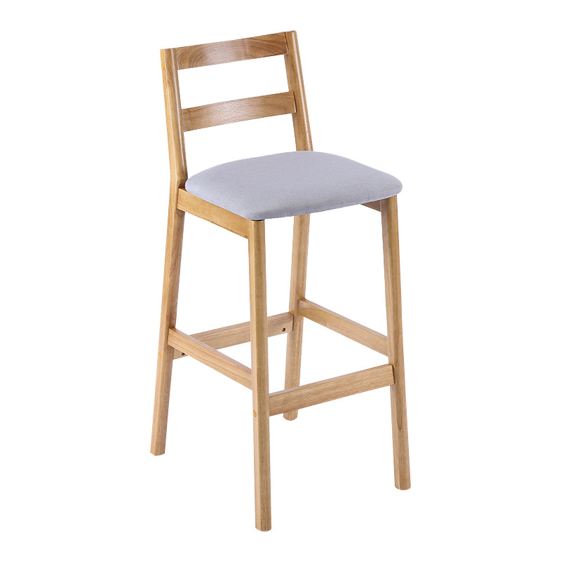 Taburete de bar y mostrador de madera maciza moderno, taburete de bar con respaldo bajo y patas de madera