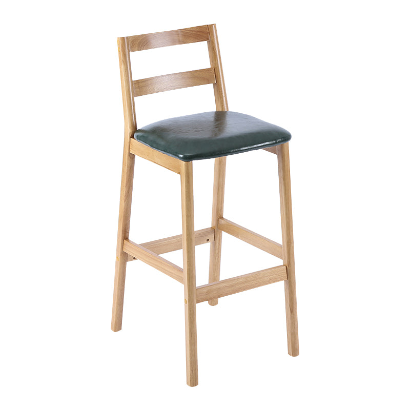 Taburete de bar y mostrador de madera maciza moderno, taburete de bar con respaldo bajo y patas de madera