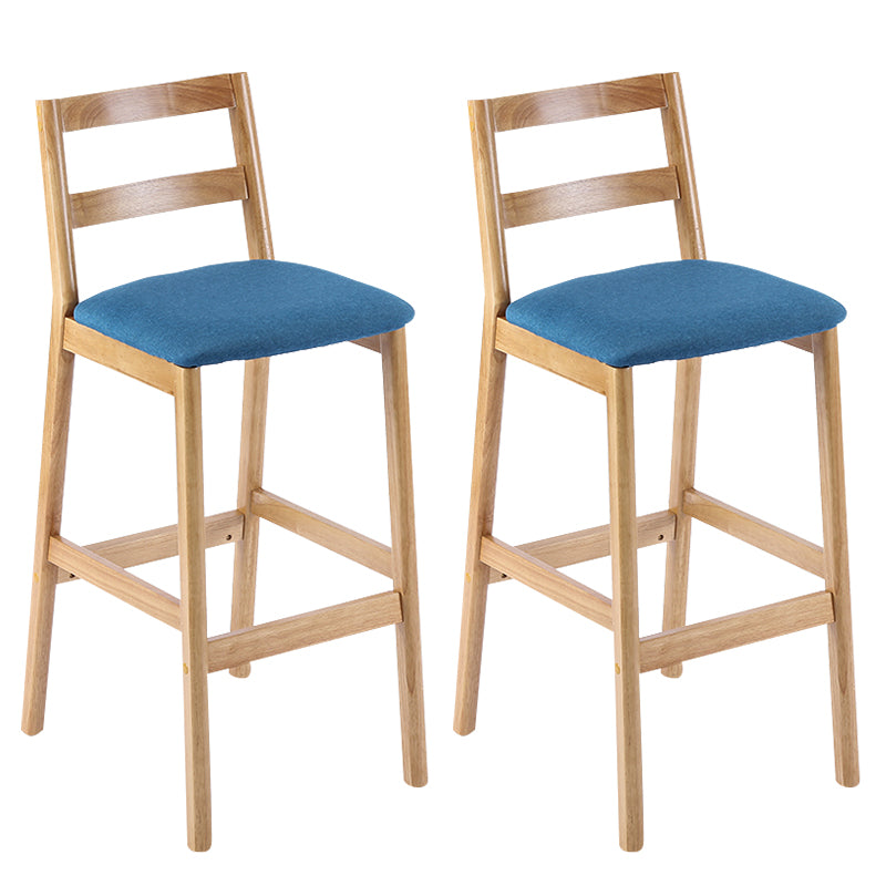 Taburete de bar y mostrador de madera maciza moderno, taburete de bar con respaldo bajo y patas de madera