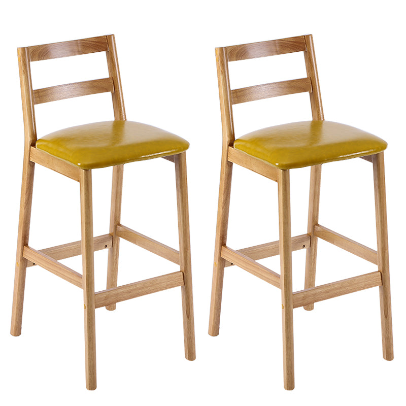 Taburete de bar y mostrador de madera maciza moderno, taburete de bar con respaldo bajo y patas de madera