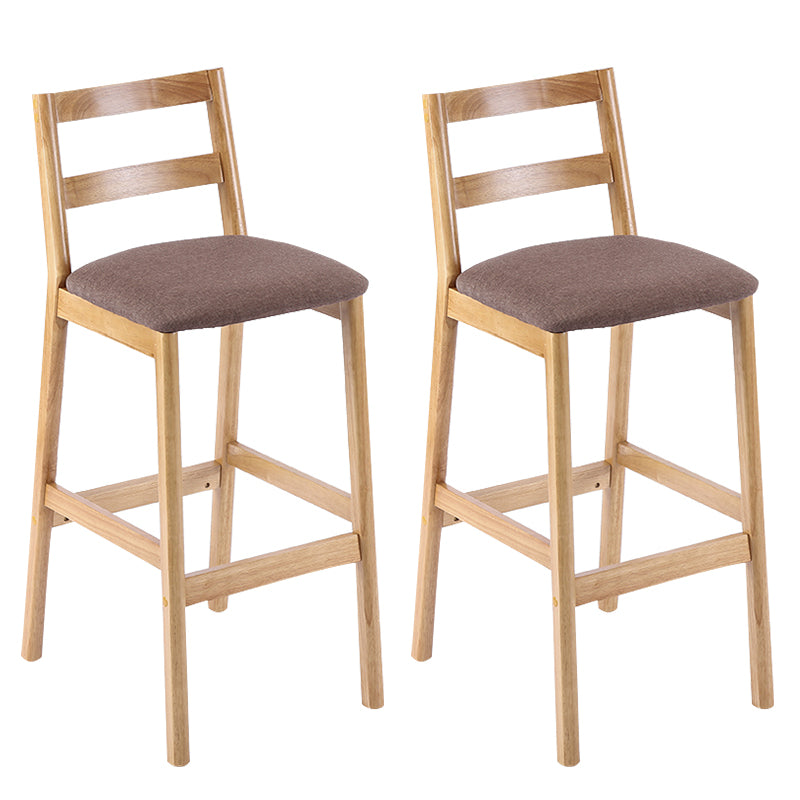 Taburete de bar y mostrador de madera maciza moderno, taburete de bar con respaldo bajo y patas de madera