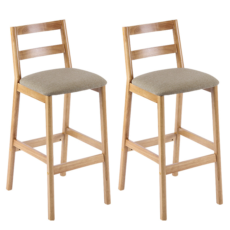Taburete de bar y mostrador de madera maciza moderno, taburete de bar con respaldo bajo y patas de madera